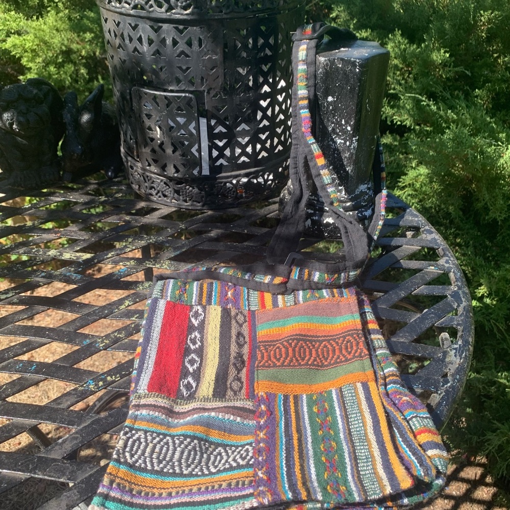 Multicolor Striped Crossbody Bag made in Napal - Picture 7 of 9